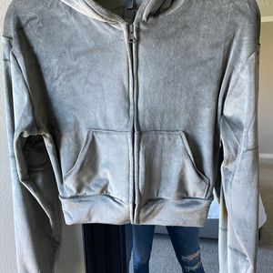 Skims cropped velour hoodie